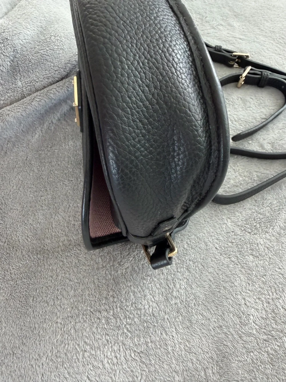 Dooney & Bourke Black Pebbled Leather Mini Crossbody with Gold Plaque